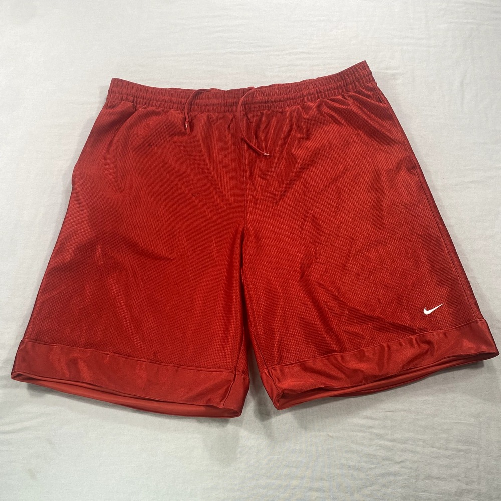 VINTAGE Nike Shorts Mens‎ XL Red Dazzle Shiny Basketball Y2K Athletic